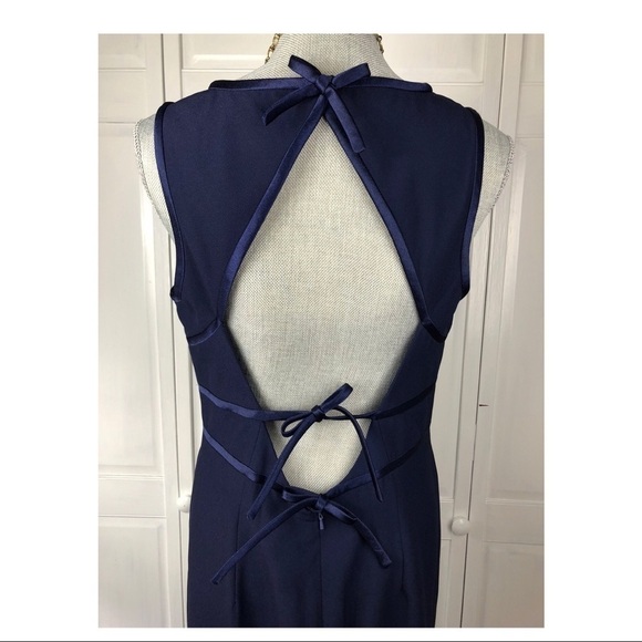 Papell Boutique Gown l MOTHER OF BRIDE DRESS l Navy Maxi Dress - Picture 3 of 4